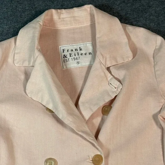 Frank & Eileen Belfast Pink Cotton Blend Double Breasted Blazer Jacket Womens S - Picture 4 of 12